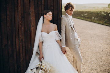 Young wedding couple on their wedding