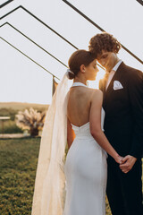 Bride and groom on their wedding ceremony