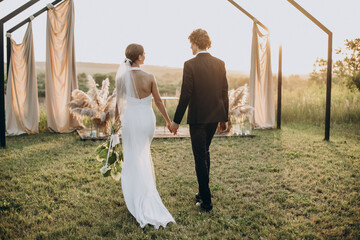 Bride and groom on their wedding ceremony