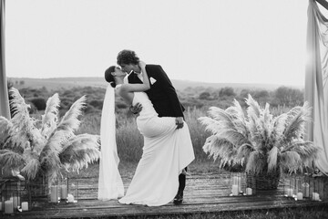 Bride and groom on their wedding ceremony