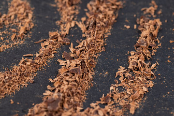 A large number of chocolate chips on the surface