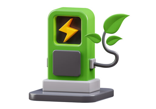 3d rendering of electric car charging station  suitable for your projects related to green energy, electric car, and renewable energy	
