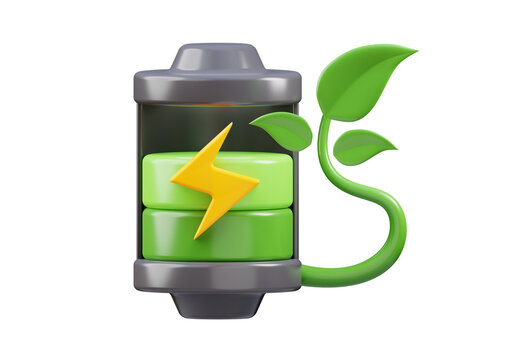 3d rendering of battery green energy illustration, suitable for your projects related to green energy, electric car, and renewable energy	
