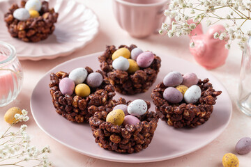 Easter chocolate rice nest cake
