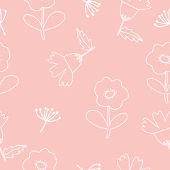 seamless cute hand drawn pattern on pink background 