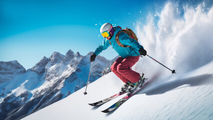 Fototapeta na wymiar Man on skis. Generative AI