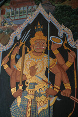 Historical paintings at the Temple of the Emerald Buddha and Grand Palace in Bangkok