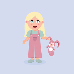 girl with toy vector art