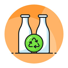 Recycling sign with bottles showing concept of bottles recycling in trendy style