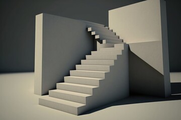 Obraz premium Staircase in the gray room, 3d render, square image