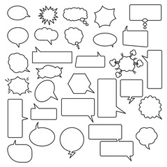 Comic book speech bubble set in black and white color