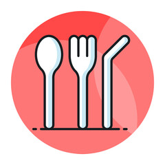 Reusable utensils vector design in modern style, isolated on white background