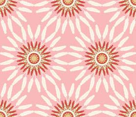 Abstract Hippie Boho Feathers Circles Seamless Vector Pattern Trendy Fashion Colors Perfect for Allover Fabric Print or Wrapping Paper