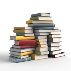 Stack of books on isolated white background