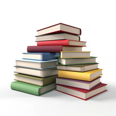 Stack of books on isolated white background