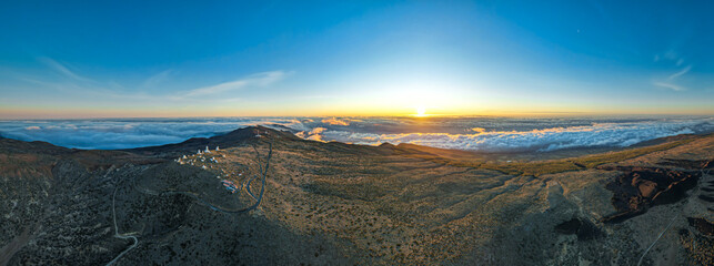 	
Early morning sunrise above the Teide Volcano in tenerife in the Canary Islands	