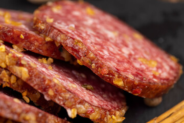 salami made of high-quality meat with spices and garlic