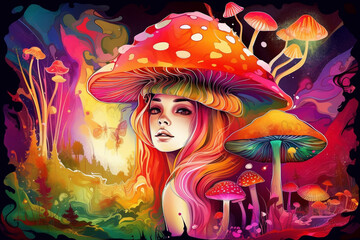 Obraz na płótnie Canvas fairy with mushrooms