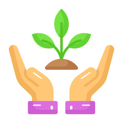 Have a look at this catchy vector design of eco care, premium icon of plant care