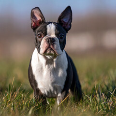 Portret of a Boston Terrier pup 4 months old