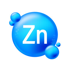 Zinc icon structure chemical element round shape circle light blue. Chemical element of periodic table