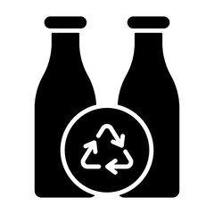Recycling sign with bottles showing concept of bottles recycling in trendy style