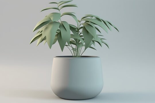3d rendering of a plant in a pot on a white background © Олег Фадеев