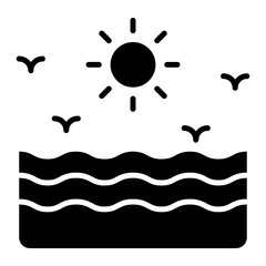 An editable graphic design of sea in trendy style, sunshine vector