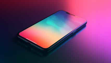 Phone with colorful screensaver mocap.  Generative AI