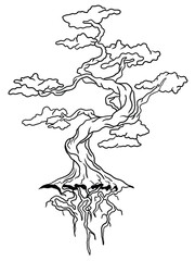 Our intricate black-and-white life tree illustration is perfect for coloring book enthusiasts. Take a symbolic journey as you relax and unwind with this detailed and beautiful design.