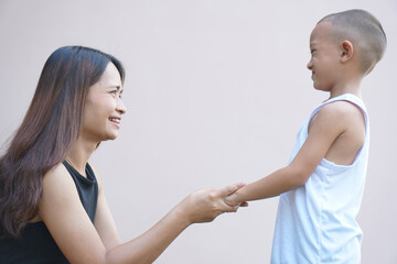 Mother and child playing happily