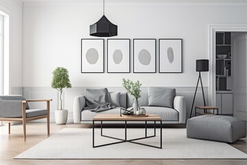 minimalist living room, with clean lines and modern decor, created with generative ai