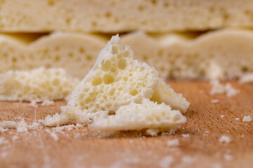 White Chocolate Bar with bubbles close-up