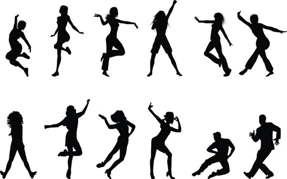 silhouettes of people dancing girls