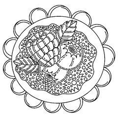 Vector dessert for coloring book for adult and kids