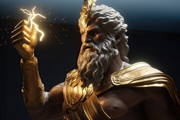 Sculpture of  Zeus God Holding Thunder in his Hand - AI Generated