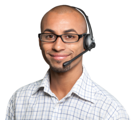Portrait of a man with headset working as a call center operator