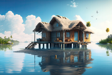 house on the lake ,AI Generative