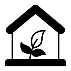Leaves plant with home denoting concept icon of eco house, greenhouse vector