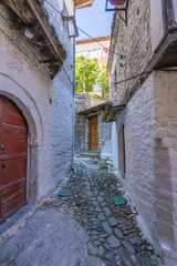 Berat, historic city in the south of Albania. white houses gathering on a hill.