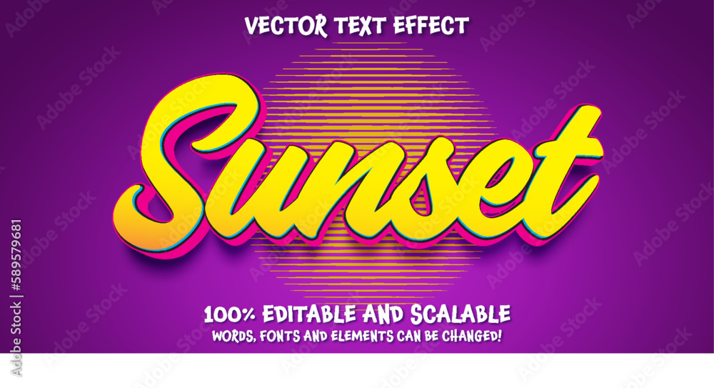 Poster sunset text effect editable font style