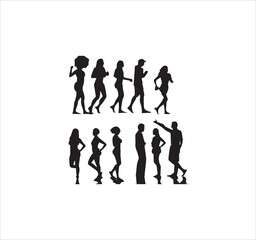 Fototapeta na wymiar Jogging people silhouette vector art.