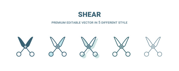 shear icon in 5 different style. Outline, filled, two color, thin shear icon. Editable vector can be used web and mobile