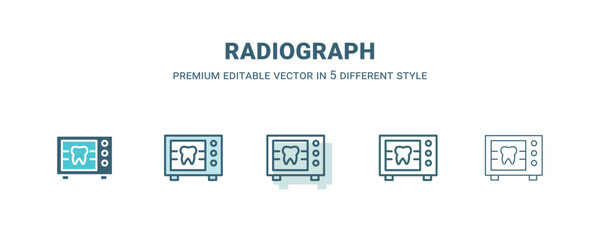 radiograph icon in 5 different style. Outline, filled, two color, thin radiograph icon. Editable vector can be used web and mobile