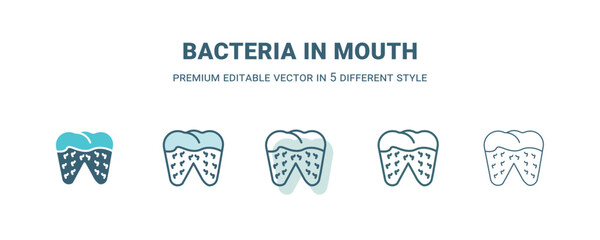 bacteria in mouth icon in 5 different style. Outline, filled, two color, thin bacteria in mouth icon. Editable vector can be used web and mobile