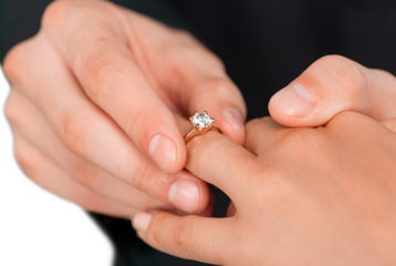 Close up Groom Putting the Wedding Ring on bride