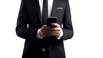 businessman holding a phone. Generative Ai