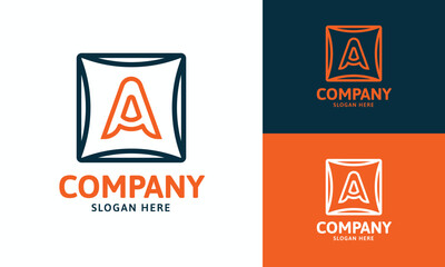 Letter A logo with square box for company logo and any business
