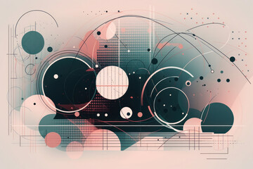 Abstract geometric background with circles and lines. Futuristic technology style, Generative Ai