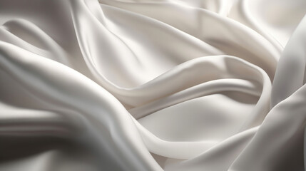 Plakat a white silk fabric with a soft wave.. Generative Ai